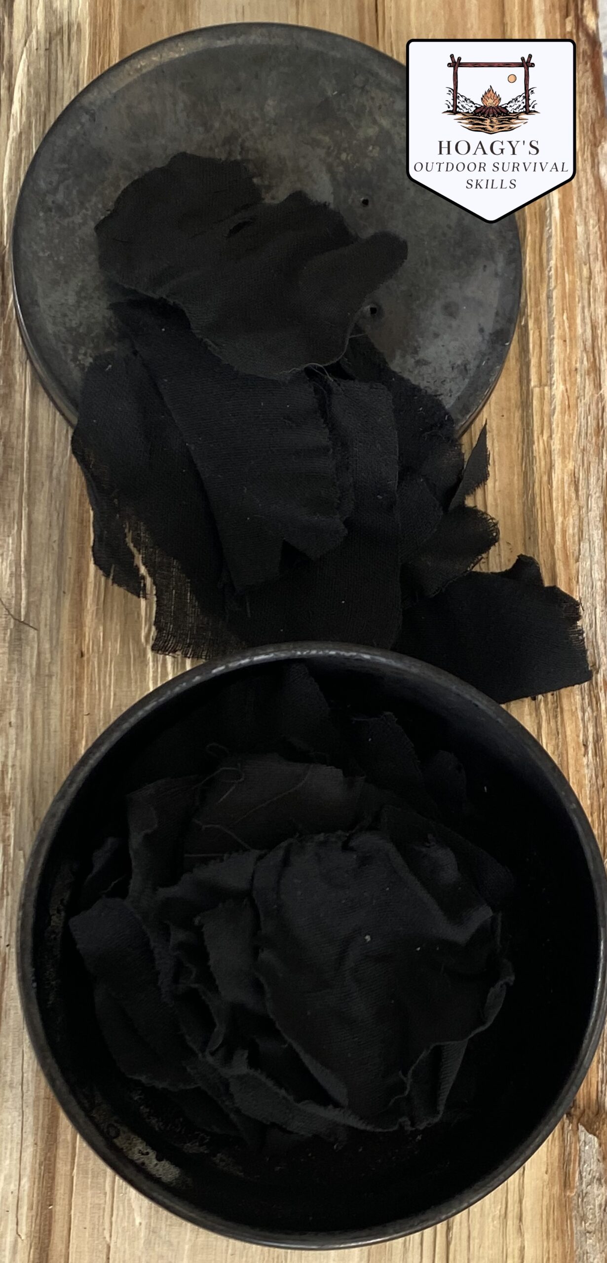 Visual of cloth after pyrolysis is complete and it is ready to use